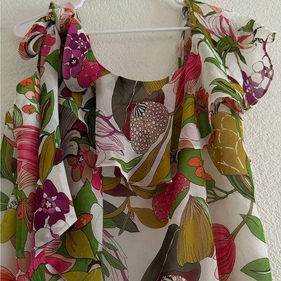 Trina Turk | Magnolia Floral Printed Silk Blouse size XL - Picture 5 of 9